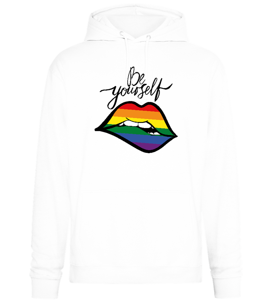 Be Yourself Rainbow Lips Design - Premium Essential Unisex Hoodie_WHITE_front