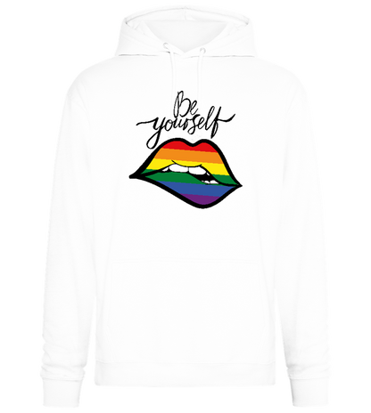 Be Yourself Rainbow Lips Design - Premium Essential Unisex Hoodie_WHITE_front