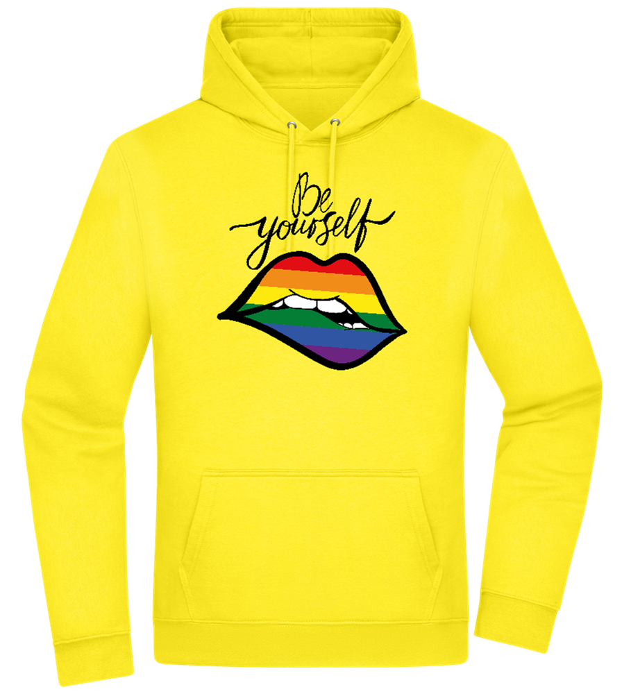 Be Yourself Rainbow Lips Design - Premium Essential Unisex Hoodie_YELLOW_front