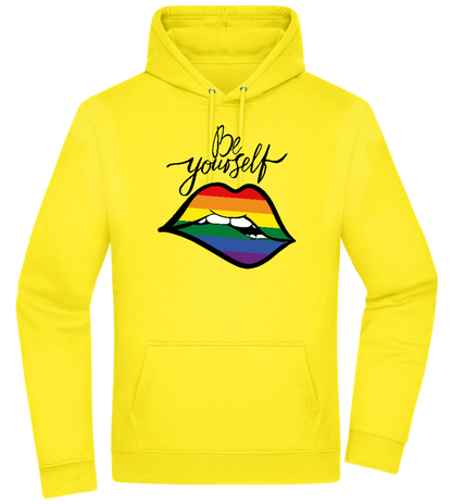 Be Yourself Rainbow Lips Design - Premium Essential Unisex Hoodie_YELLOW_front