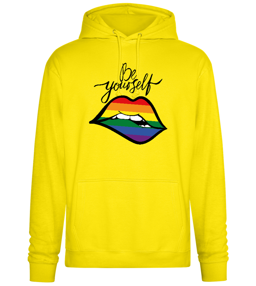 Be Yourself Rainbow Lips Design - Premium Essential Unisex Hoodie_YELLOW_front