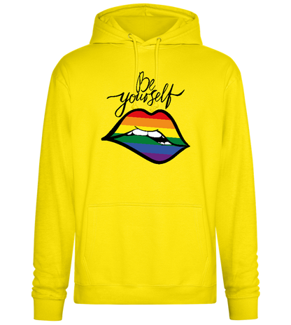 Be Yourself Rainbow Lips Design - Premium Essential Unisex Hoodie_YELLOW_front