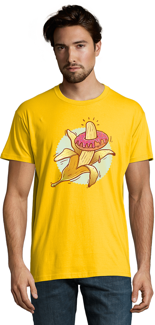 Banaan Met Donut Design - Heren t-shirt (Premium)