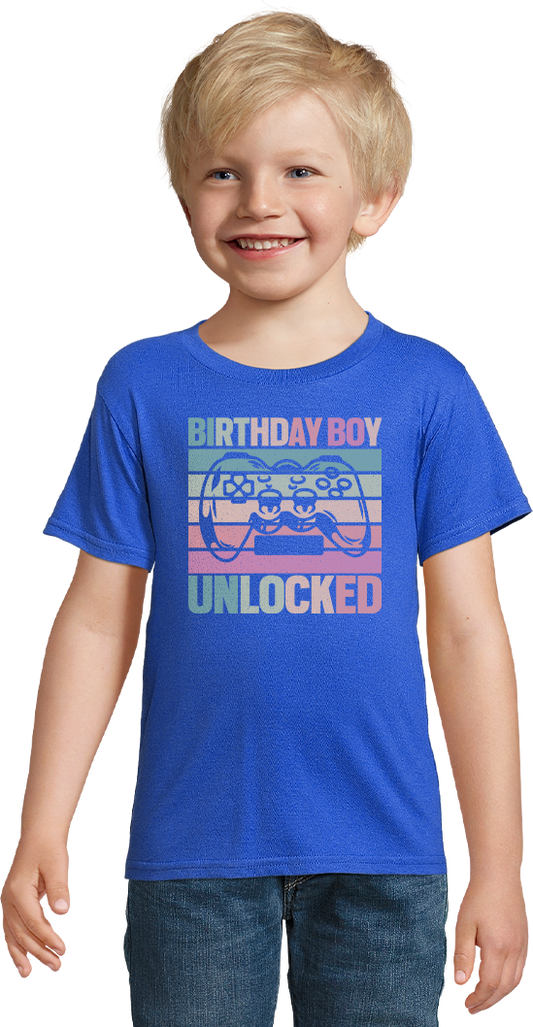 Birthday Boy Unlocked Design - Comfort boys fitted t-shirt
