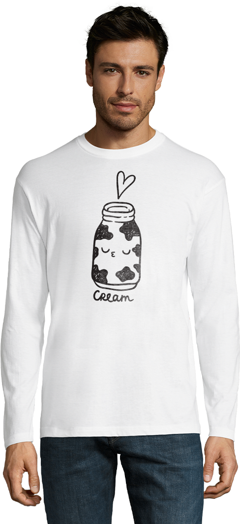 Design Cream - T-shirt Confort à manches longues homme