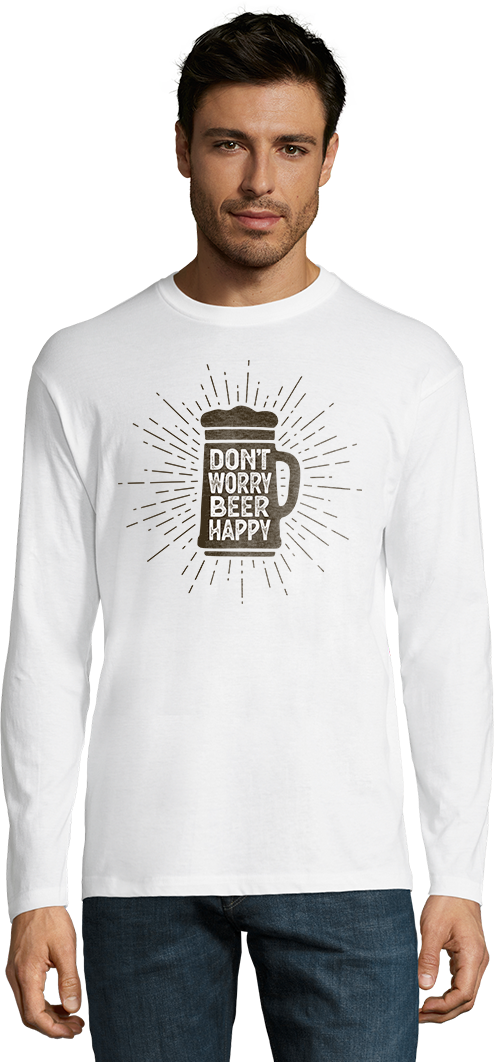 Design Dont Worry Beer Happy - T-shirt Confort à manches longues homme