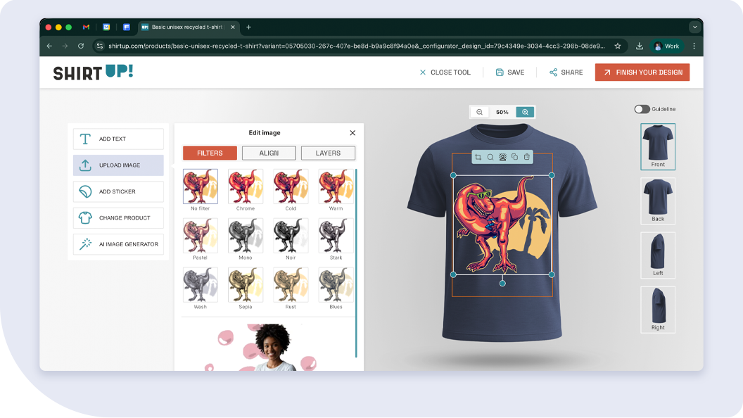 Learn how to use ShirtUp!’s online editor step by step and customize your products in minutes