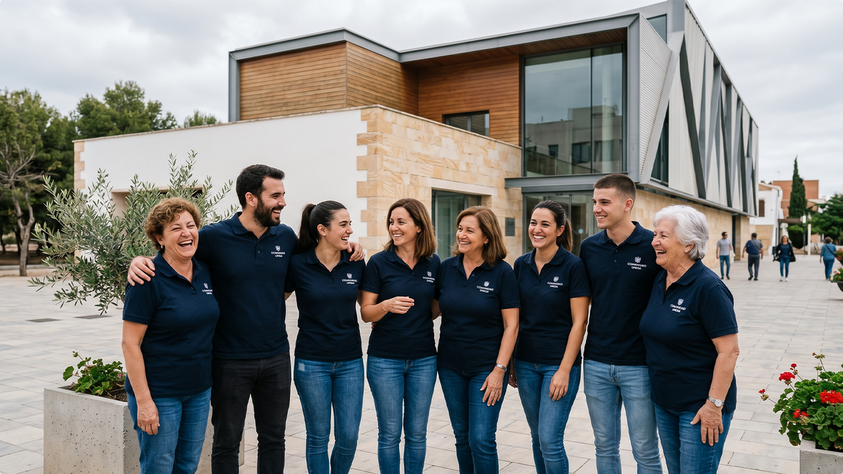 Group wearing matching custom polos designed by ShirtUp! for communities, events, and team apparel.