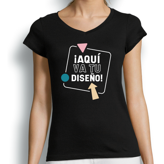 Camiseta mujer personalizada - Cuello pico - BÁSICA