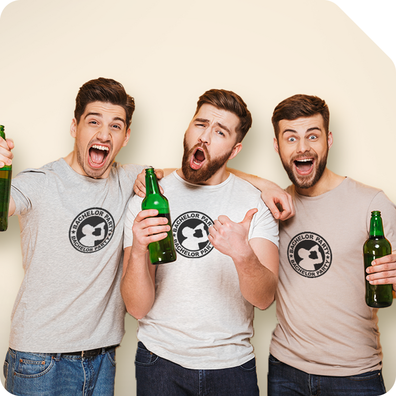 Organiza la mejor despedida de soltero con las ilistraciones de ShirtUp!. Crea camisetas personalizadas para todo el equipo con diseños de despedida de soltero.