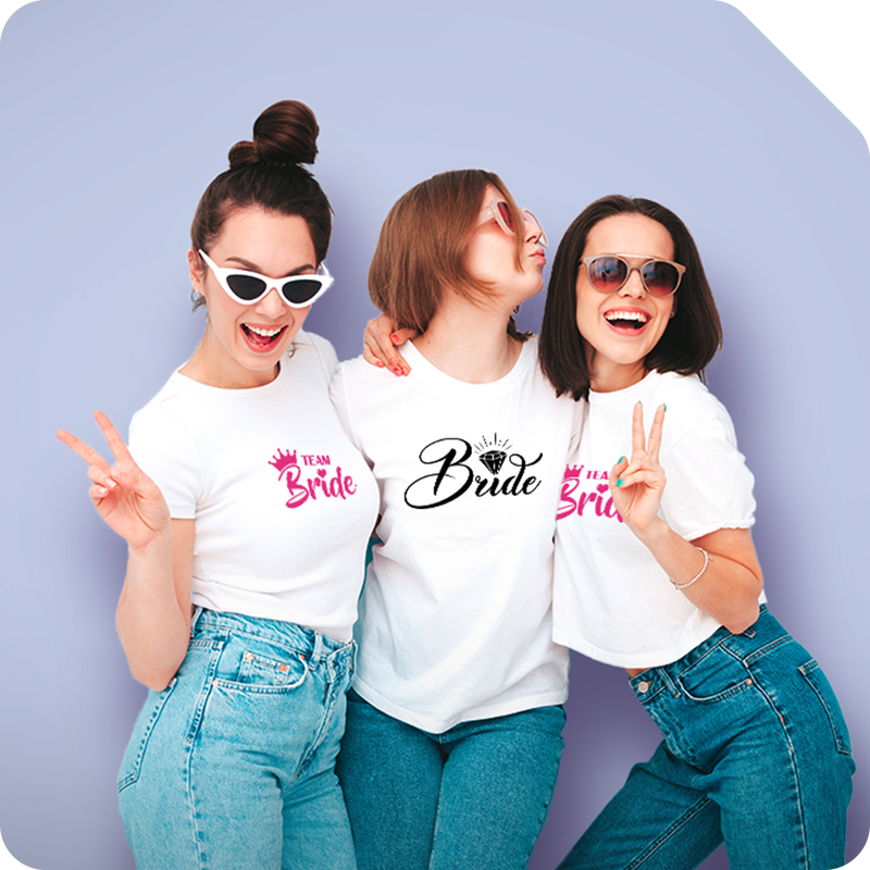 Encuentra las mejores ilustraciones de despedida de soltera para personalizar camisetas, sudaderas y demás. Celebra la mejor despedida de soltera con ropa a juego.