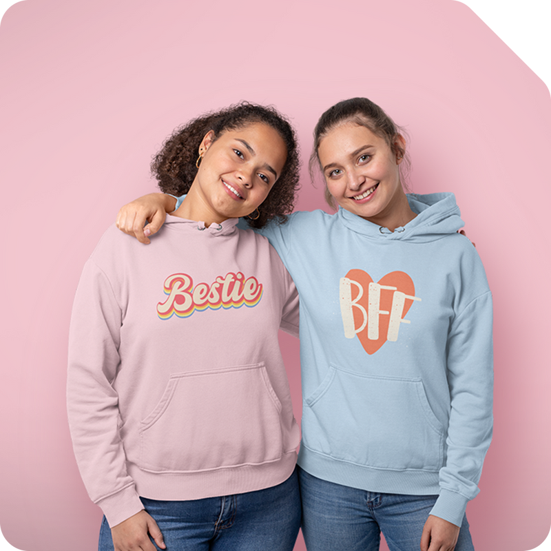 Personaliza regalos únicos para tu mejor amiga. Ropa personlizada y accesorios personalizables con ilustraciones para mejores amigas.