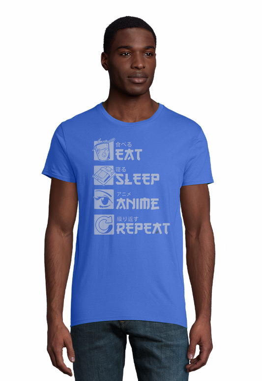 Design Eat Sleep Anime Repeat - T-shirt Confort cintré homme coton bio