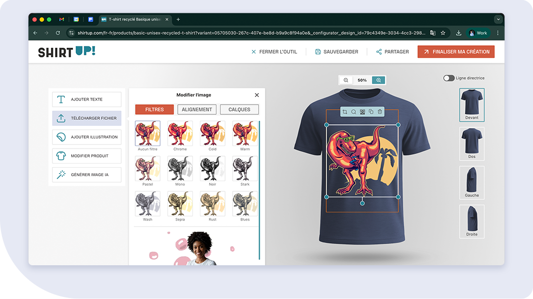 Ajouter des logos, photos ou autres visuels dans l'outil de personnalisation ShirtUp!