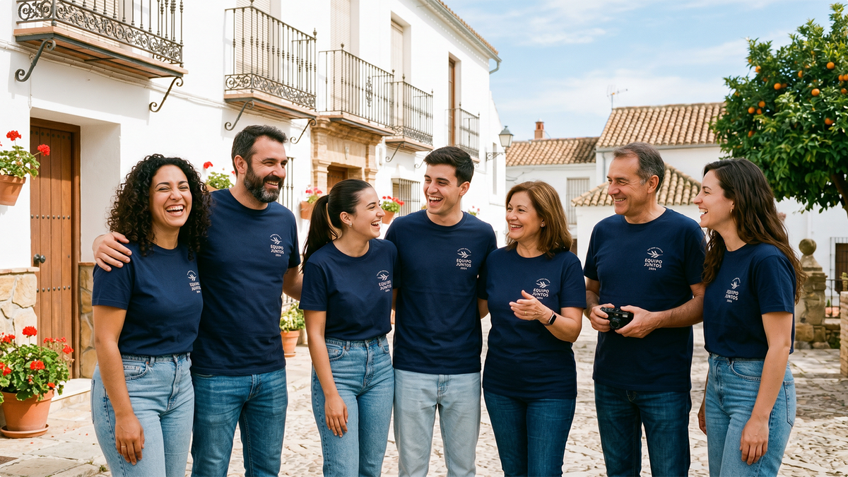 Exemples de placement de logos personnalisés ShirtUp! sur différents coloris de t-shirts