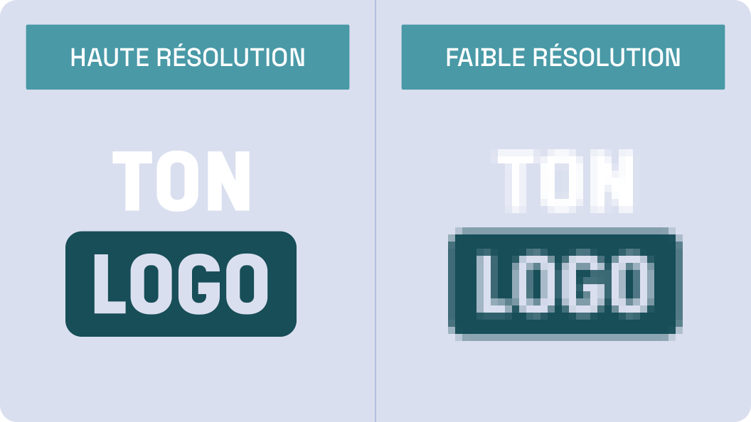 Exemple de logo en haute résolution comparé à un logo en basse résolution pour l’impression personnalisée