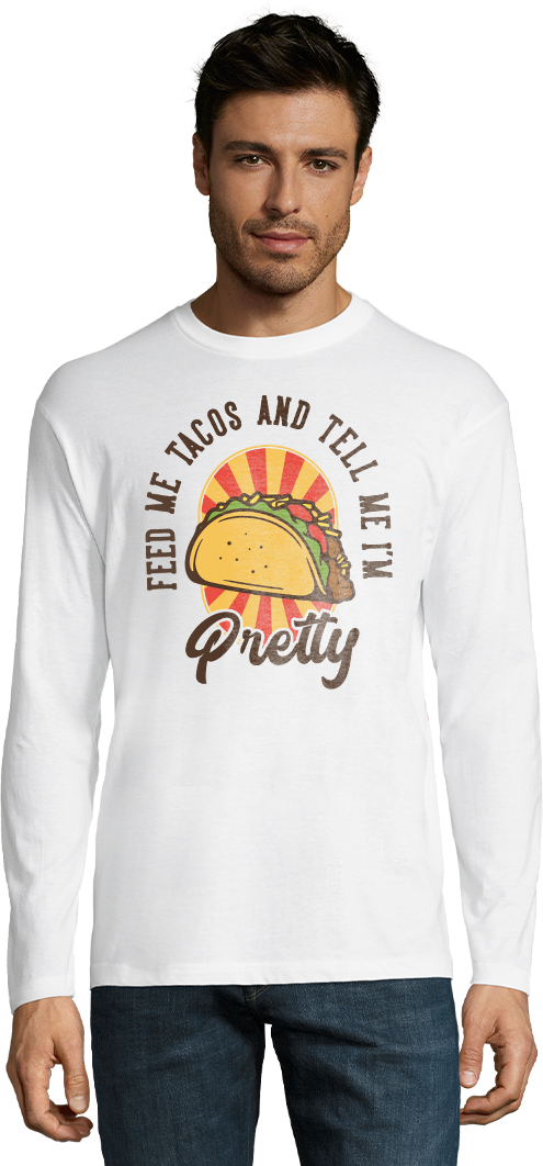 Feed Me Tacos Design - Heren t-shirt met lange mouwen (Comfort)