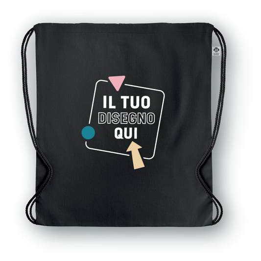 Borsa con coulisse in cotone organico colorato premium