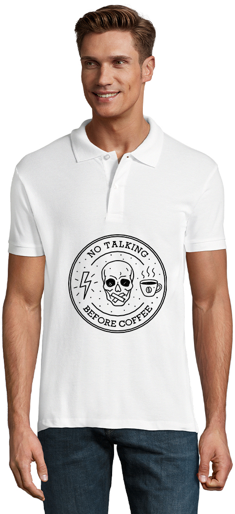No Talking Before Coffee Design - Premium men's polo shirt