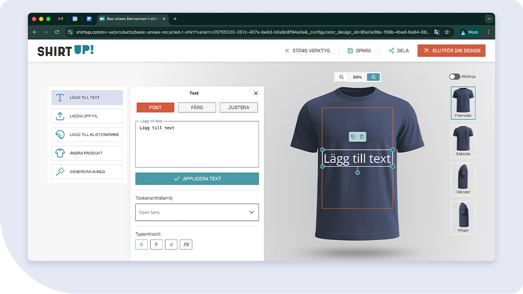 Lär dig använda ShirtUps onlineeditor steg för steg – anpassa dina produkter på några minuter