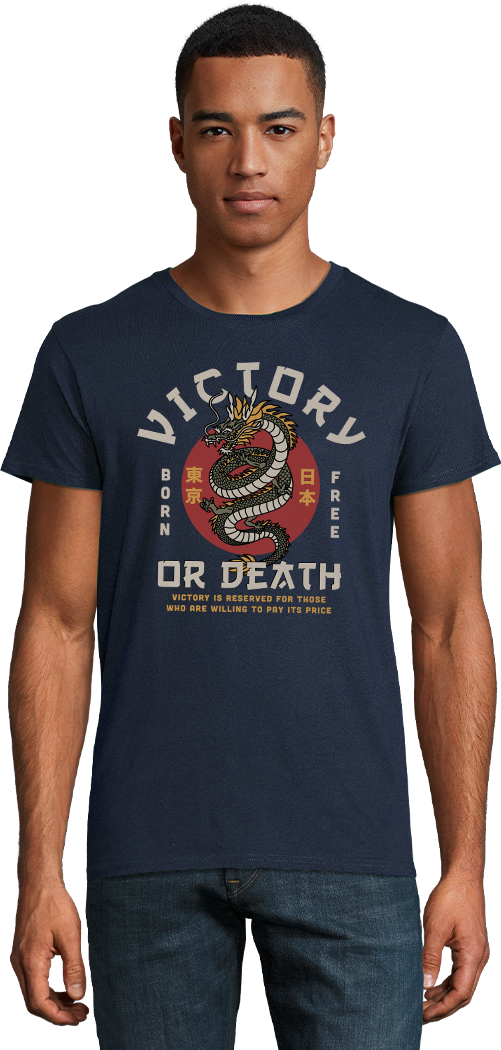 Victory Or Death Draak Design - Getailleerd heren bio-t-shirt (Basic)