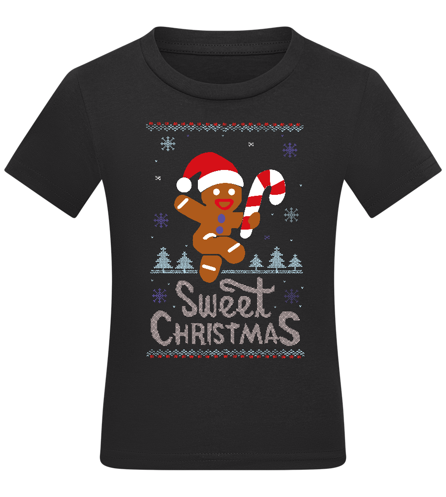 Gingerbread Man Design - Comfort kids fitted t-shirt_DEEP BLACK_front