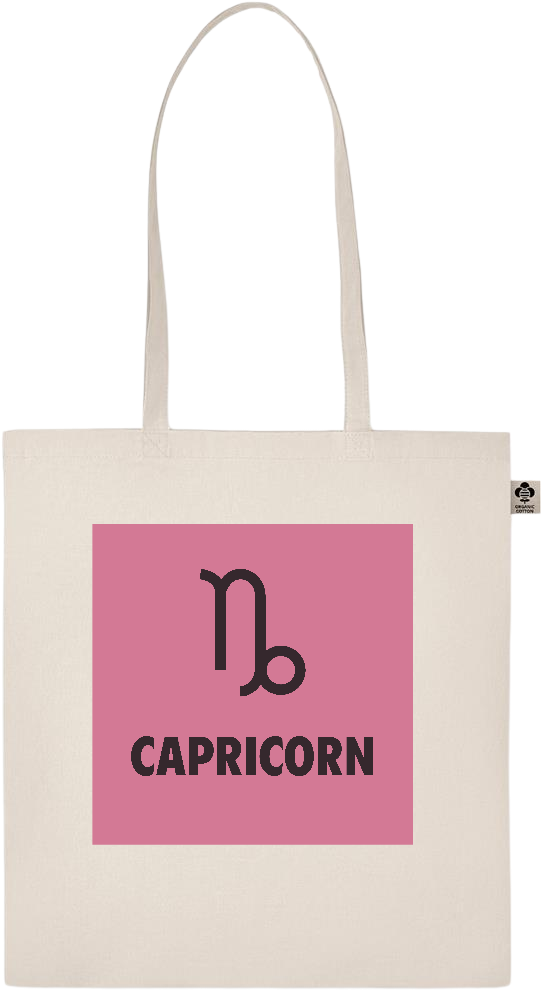 Zodiac Capricorn Design - Essential ecru organic cotton tote bag_BEIGE_front