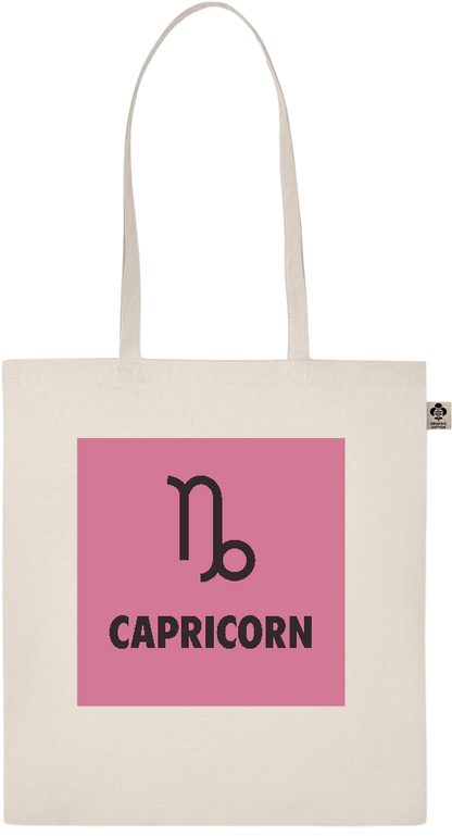 Zodiac Capricorn Design - Essential ecru organic cotton tote bag_BEIGE_front