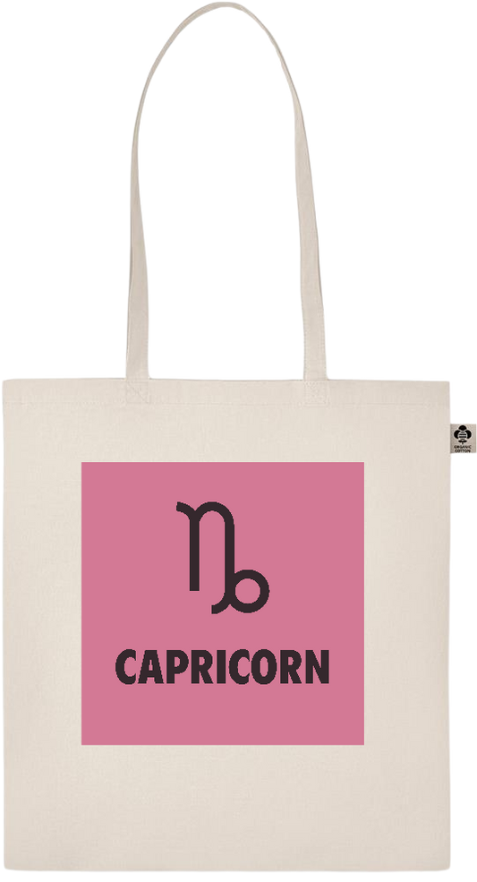 Zodiac Capricorn Design - Essential ecru organic cotton tote bag_BEIGE_front