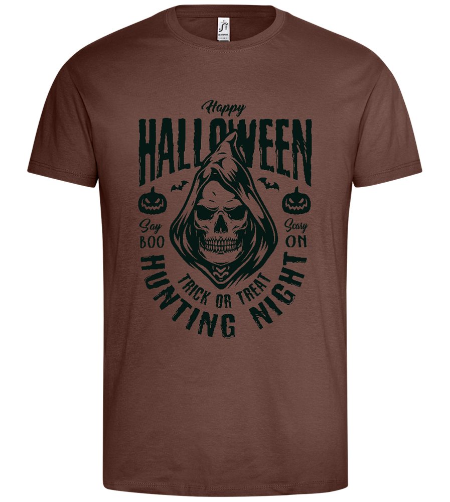 Hunting Night Design - Premium men's t-shirt_CHOCOLATE_front