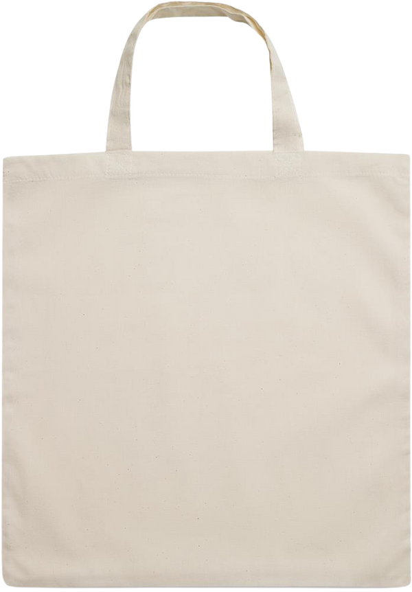 Essential short handle cotton tote bag_BEIGE_front
