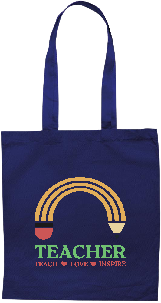 Teacher Pencil Design - Premium colored cotton tote bag_BLUE_front