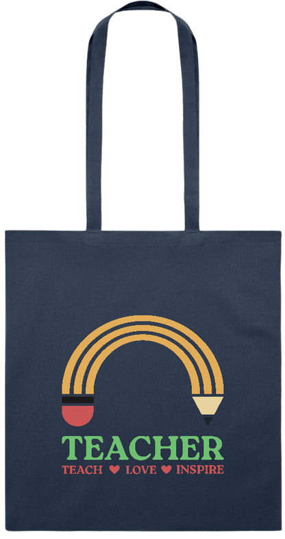 Teacher Pencil Design - Premium colored cotton tote bag_FRENCH NAVY_front