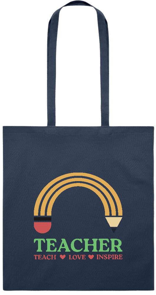 Teacher Pencil Design - Premium colored cotton tote bag_FRENCH NAVY_front