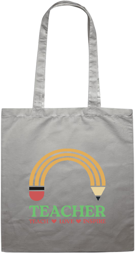 Teacher Pencil Design - Premium colored cotton tote bag_GREY_front