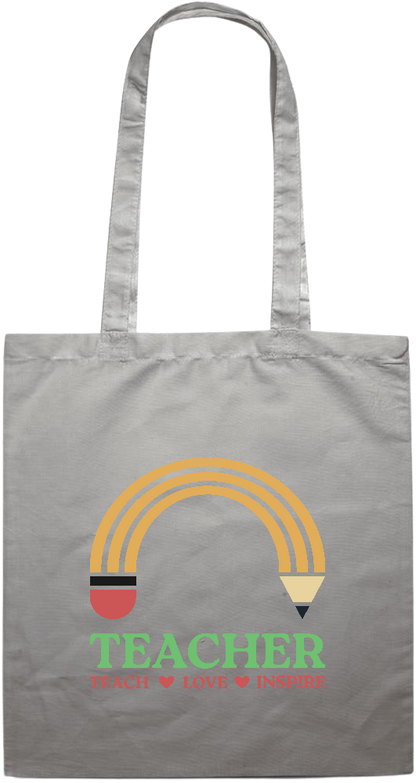 Teacher Pencil Design - Premium colored cotton tote bag_GREY_front