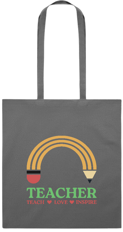 Teacher Pencil Design - Premium colored cotton tote bag_STONE GREY_front