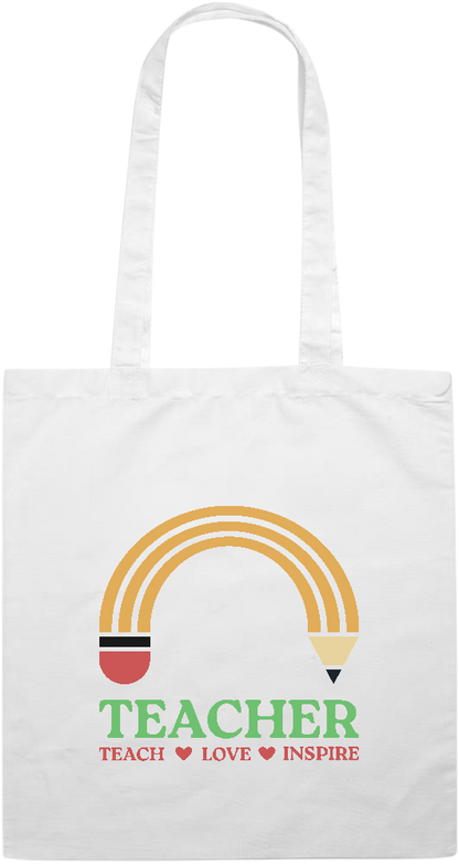 Teacher Pencil Design - Premium colored cotton tote bag_WHITE_front