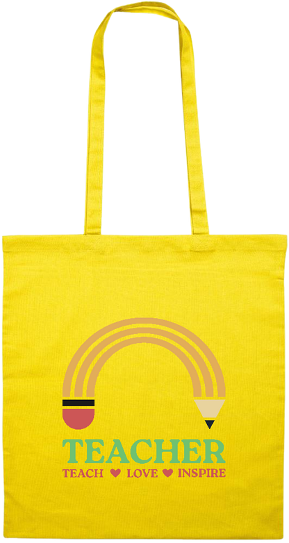 Teacher Pencil Design - Premium colored cotton tote bag_YELLOW_front