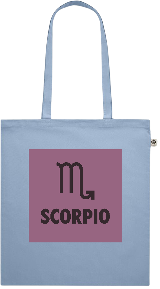 Zodiac Scorpio Design - Premium colored organic cotton shopping bag_BABY BLUE_front