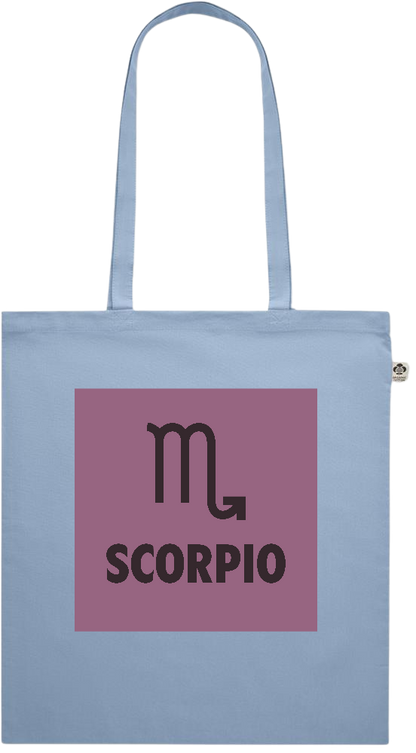 Zodiac Scorpio Design - Premium colored organic cotton shopping bag_BABY BLUE_front