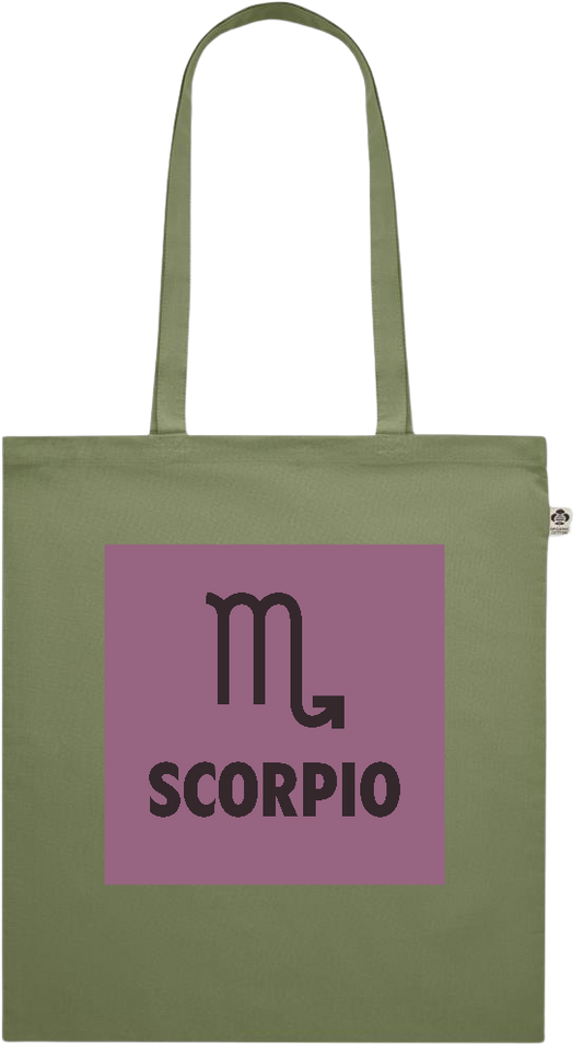 Zodiac Scorpio Design - Premium colored organic cotton shopping bag_GREEN_front