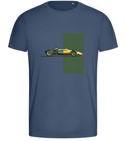 Retro F1 Design - Basic men's fitted t-shirt_DENIM_front