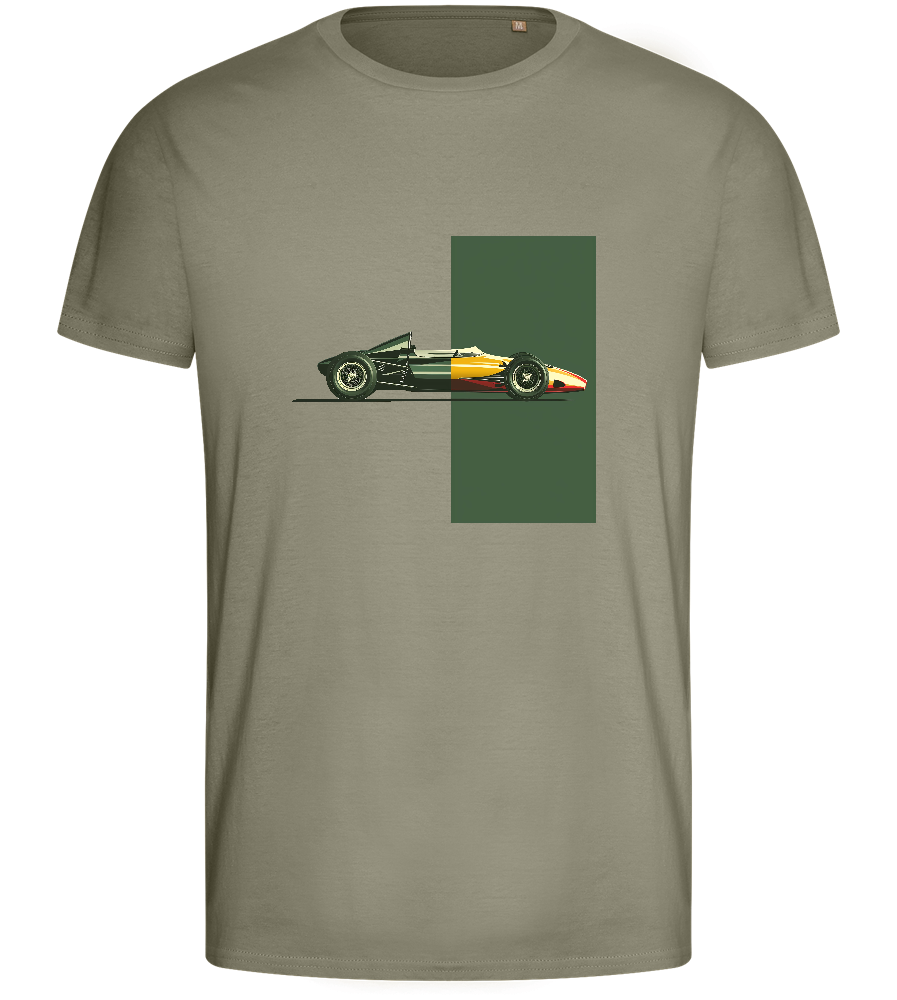 Retro F1 Design - Basic men's fitted t-shirt_KHAKI_front