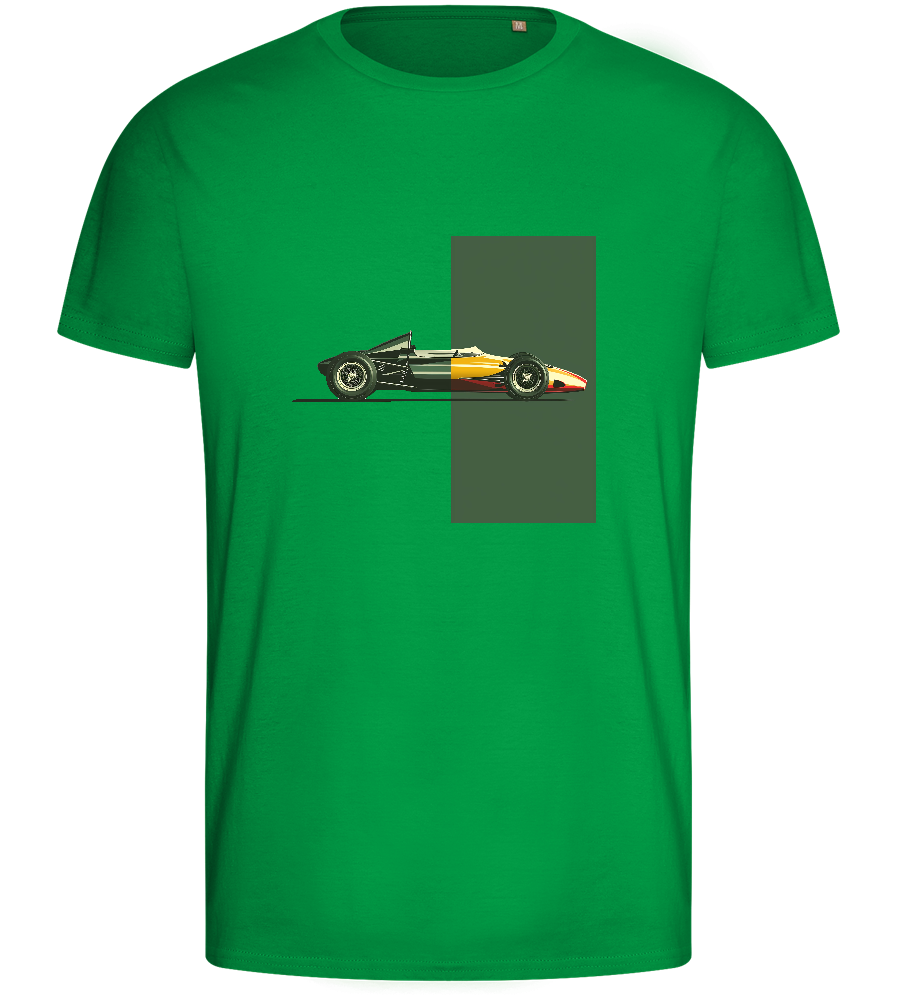 Retro F1 Design - Basic men's fitted t-shirt_MEADOW GREEN_front