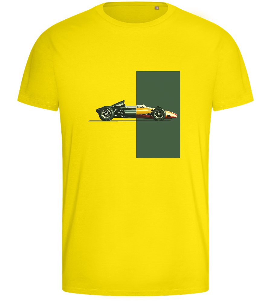 Retro F1 Design - Basic men's fitted t-shirt_YELLOW_front