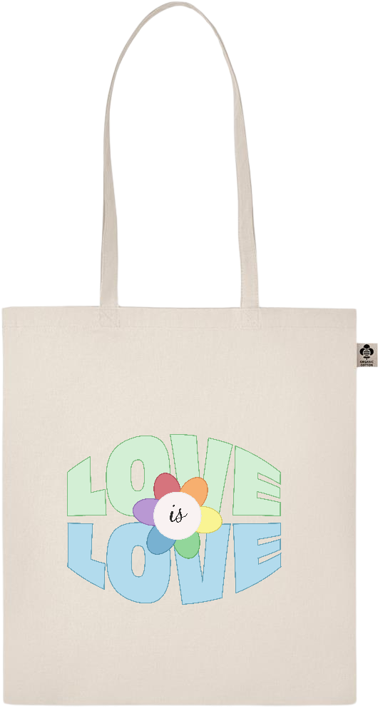 Love is Love Flower Design - Basic organic cotton shopping bag_BEIGE_front