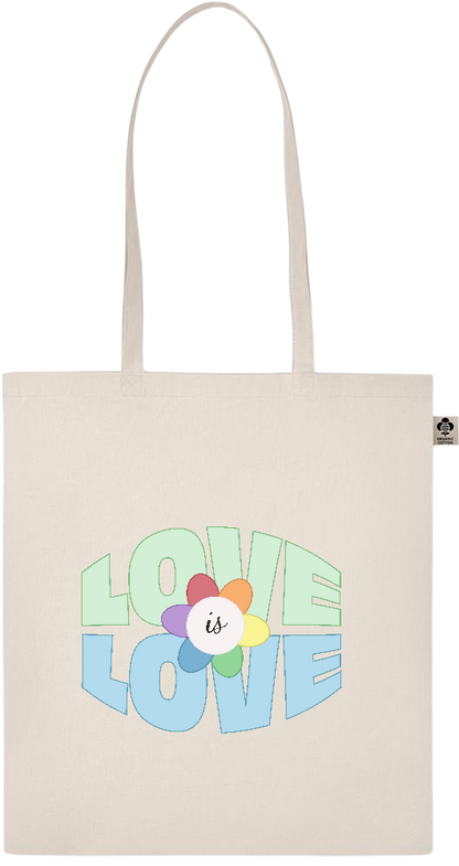 Love is Love Flower Design - Basic organic cotton shopping bag_BEIGE_front