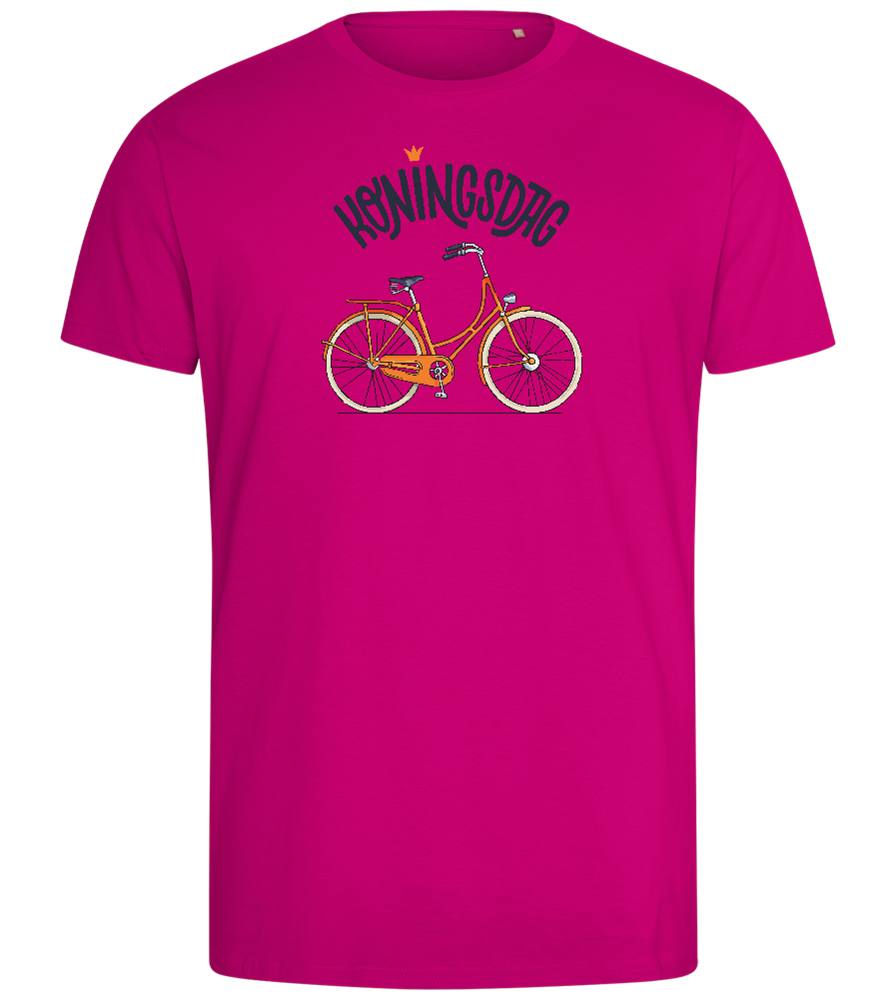 Koningsdag Oranje Fiets Design - Comfort men's fitted t-shirt_FUCHSIA_front