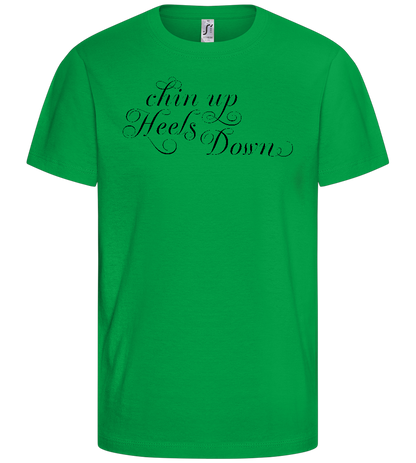 Chin Up Heels Down Design - Basic kids t-shirt_MEADOW GREEN_front